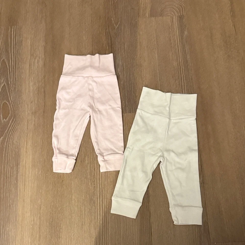 Jacadi high rise cotton leggings bundle in pink and white - size 6 months